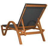 Sun Lounger with Pillow Grey Textilene and Solid Wood Poplar - 45-Degree Angle