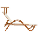 Sun Lounger with Canopy White Textilene and Solid Wood Poplar - Top-Down View