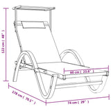 Sun Lounger with Canopy White Textilene and Solid Wood Poplar - Extra Image