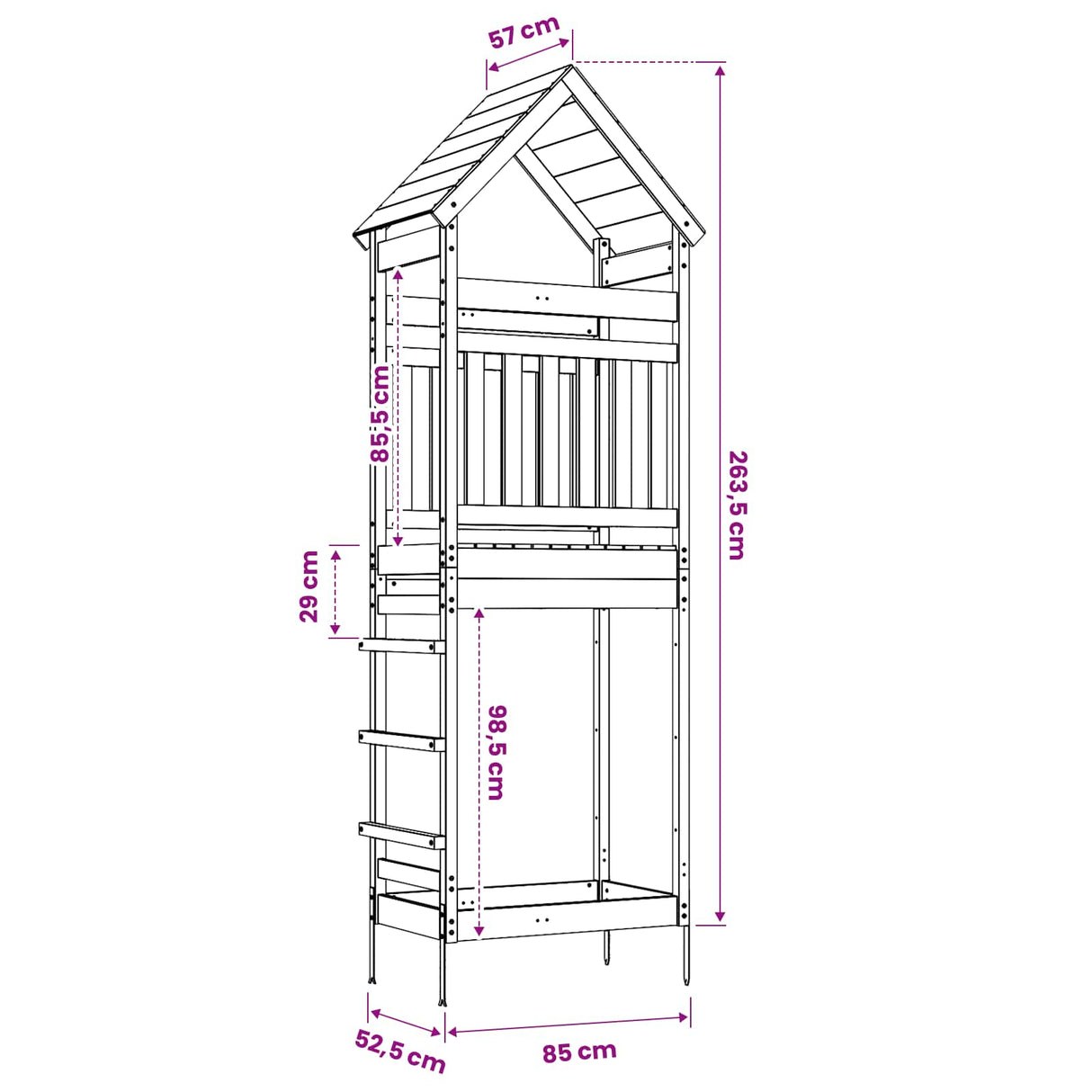 Outdoor Play Tower Natural 53 x 85 x 264 cm Solid Douglas Wood