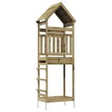 Outdoor Play Tower Natural Solid Impregnated Pinewood - Front View