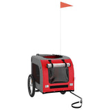 Pet Bike Trailer Red and Grey Oxford Fabric and Iron - Side View
