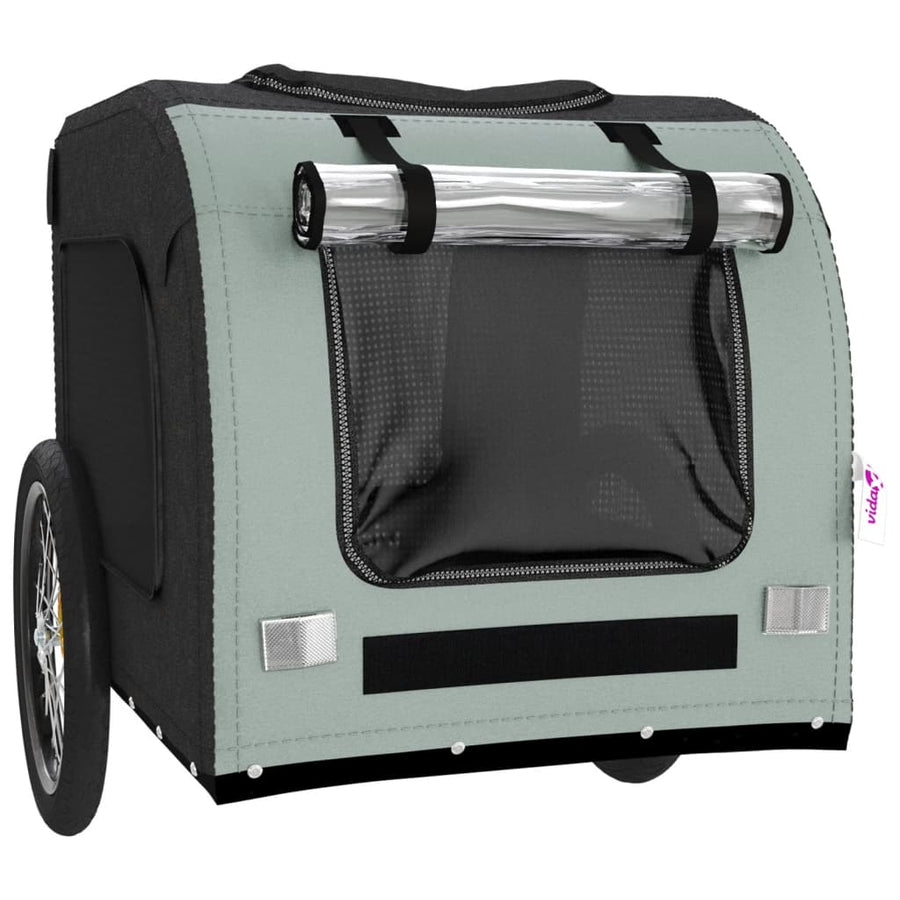 Pet Bike Trailer Grey and Black Oxford Fabric&Iron