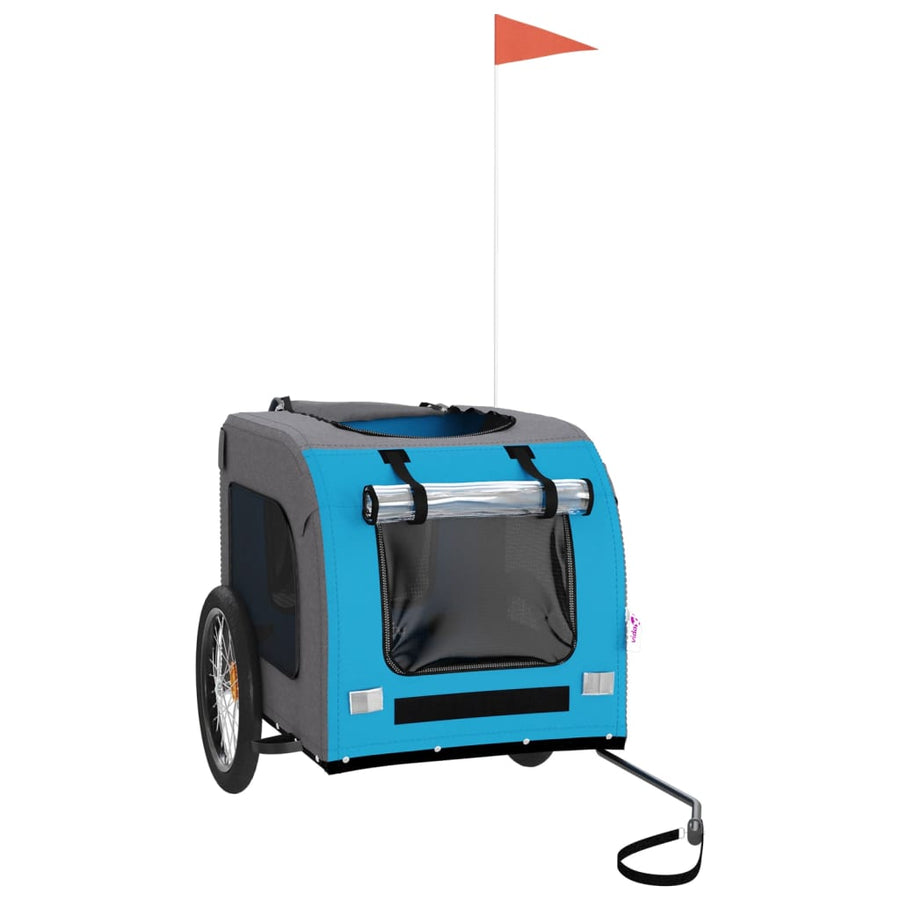 Pet Bike Trailer Blue and Grey Oxford Fabric&Iron