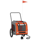 Pet Bike Trailer Orange and Grey Oxford Fabric and Iron - Side View