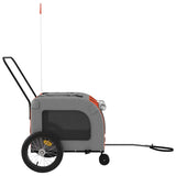 Pet Bike Trailer Orange and Grey Oxford Fabric and Iron - Rear View