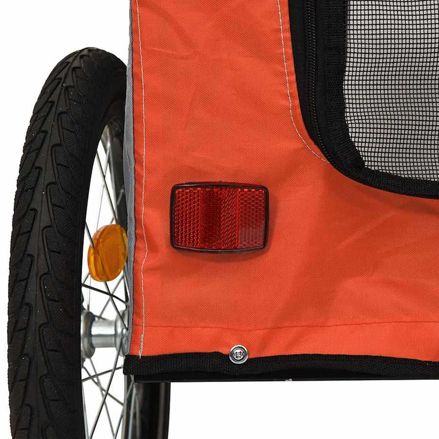 Pet Bike Trailer Orange and Grey Oxford Fabric and Iron