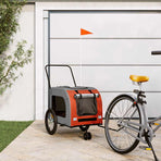 Pet Bike Trailer Orange and Grey Oxford Fabric and Iron