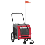Pet Bike Trailer Red and Grey Oxford Fabric and Iron - Front View
