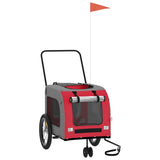 Pet Bike Trailer Red and Grey Oxford Fabric and Iron - Side View