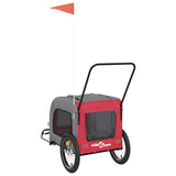 Pet Bike Trailer Red and Grey Oxford Fabric and Iron - Low Angle