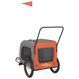 Pet Bike Trailer Orange and Grey Oxford Fabric and Iron - Low Angle