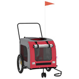 Pet Bike Trailer Red and Grey Oxford Fabric and Iron