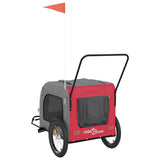 Pet Bike Trailer Red and Grey Oxford Fabric and Iron - Low Angle