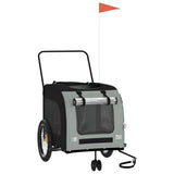 Pet Bike Trailer Black and Grey Oxford Fabric and Iron - Side View