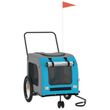 Pet Bike Trailer Blue and Grey Oxford Fabric and Iron - Front View