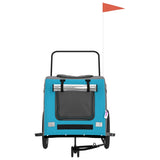 Pet Bike Trailer Blue and Grey Oxford Fabric and Iron - Top-Down View