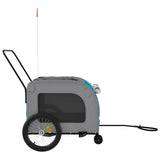 Pet Bike Trailer Blue and Grey Oxford Fabric and Iron - Rear View