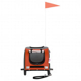 Pet Bike Trailer Orange and Grey Oxford Fabric and Iron - Top-Down View
