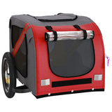 Pet Bike Trailer Red and Grey Oxford Fabric and Iron - 45-Degree Angle