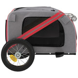 Pet Bike Trailer Red and Grey Oxford Fabric and Iron - Close-Up Angle