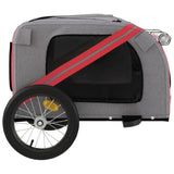 Pet Bike Trailer Red and Grey Oxford Fabric and Iron - Close-Up Angle