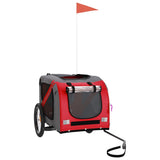 Pet Bike Trailer Red and Grey Oxford Fabric and Iron - Side View