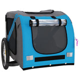 Pet Bike Trailer Blue and Grey Oxford Fabric and Iron - 45-Degree Angle