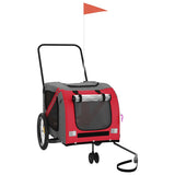 Pet Bike Trailer Red and Grey Oxford Fabric and Iron - Front View