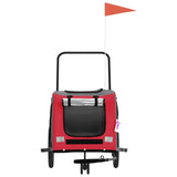 Pet Bike Trailer Red and Grey Oxford Fabric and Iron - Top-Down View