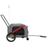 Pet Bike Trailer Red and Grey Oxford Fabric and Iron - Rear View