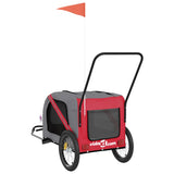 Pet Bike Trailer Red and Grey Oxford Fabric and Iron - Low Angle