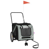 Pet Bike Trailer Grey and Black Oxford Fabric and Iron - Front View