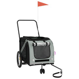 Pet Bike Trailer Grey and Black Oxford Fabric and Iron - Side View