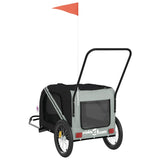 Pet Bike Trailer Grey and Black Oxford Fabric and Iron - Low Angle
