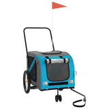 Pet Bike Trailer Blue and Grey Oxford Fabric and Iron - Front View