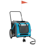Pet Bike Trailer Blue and Grey Oxford Fabric and Iron - Side View