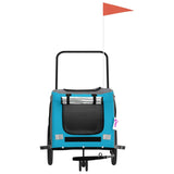 Pet Bike Trailer Blue and Grey Oxford Fabric and Iron - Top-Down View