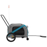 Pet Bike Trailer Blue and Grey Oxford Fabric and Iron - Rear View