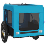 Pet Bike Trailer Blue and Black Oxford Fabric&Iron - Rear View