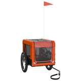Pet Bike Trailer Orange and Black Oxford Fabric&Iron - Top-Down View