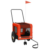 Pet Bike Trailer Orange and Black Oxford Fabric and Iron - Front View