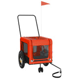 Pet Bike Trailer Orange and Black Oxford Fabric and Iron - Side View