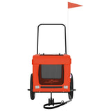 Pet Bike Trailer Orange and Black Oxford Fabric and Iron - 45-Degree Angle
