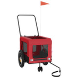 Pet Bike Trailer Red and Black Oxford Fabric and Iron - Top-Down View
