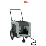 Pet Bike Trailer Grey and Black Oxford Fabric and Iron - Side View