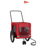 Pet Bike Trailer Red and Black Oxford Fabric and Iron - Top-Down View