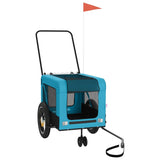 Pet Bike Trailer Blue and Black Oxford Fabric and Iron - Front View