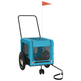 Pet Bike Trailer Blue and Black Oxford Fabric and Iron - Side View