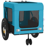 Pet Bike Trailer Blue and Black Oxford Fabric and Iron - Rear View